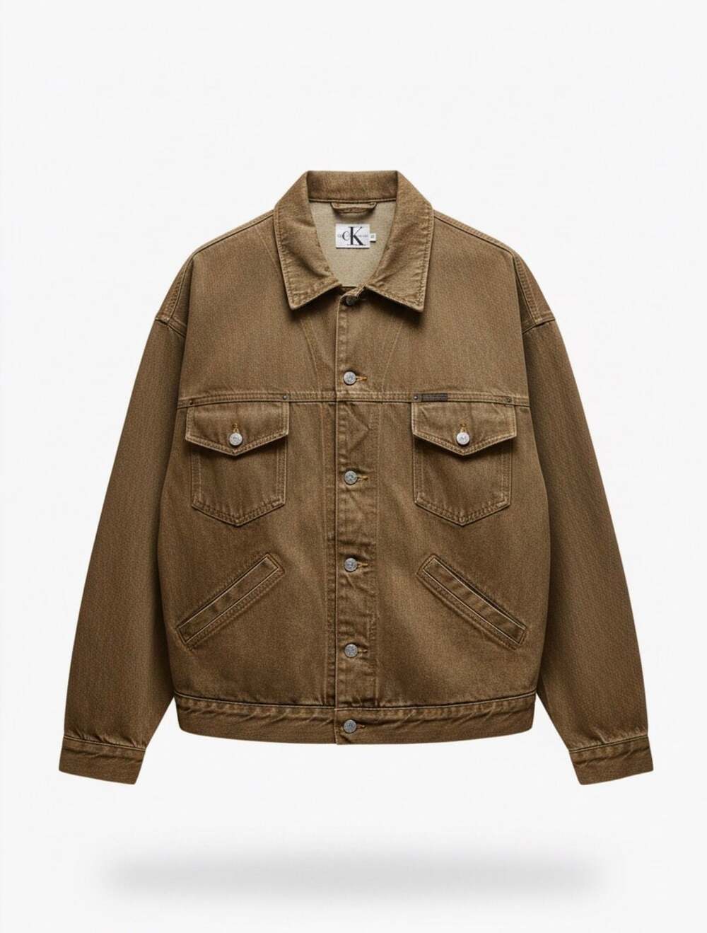 Calvin Klein Jeans Brown Washed Denim Trucker Jacket XL